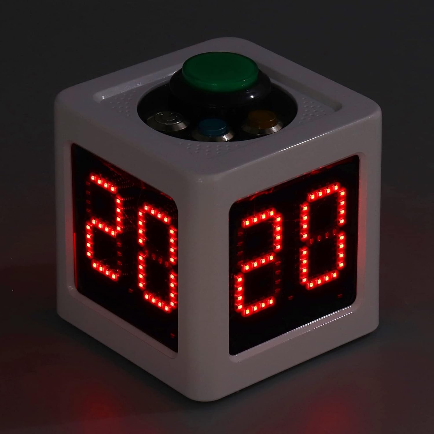 Cube Timer ABS 3 Buttons 1.4in 4 Sided Digital Countdown Stopwatch for Private Poker Chess Casinos Timer (White)
