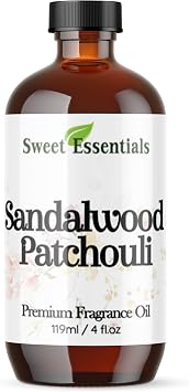 Sandalwood Patchouli, 4oz Premium Fragrance Oil, Aromatherapy, Diffuser, Crafts, Soap, Home Scents, Bath & Body, DIY Parfum and Much More. Versatile & Long-Lasting by Sweet Essentials