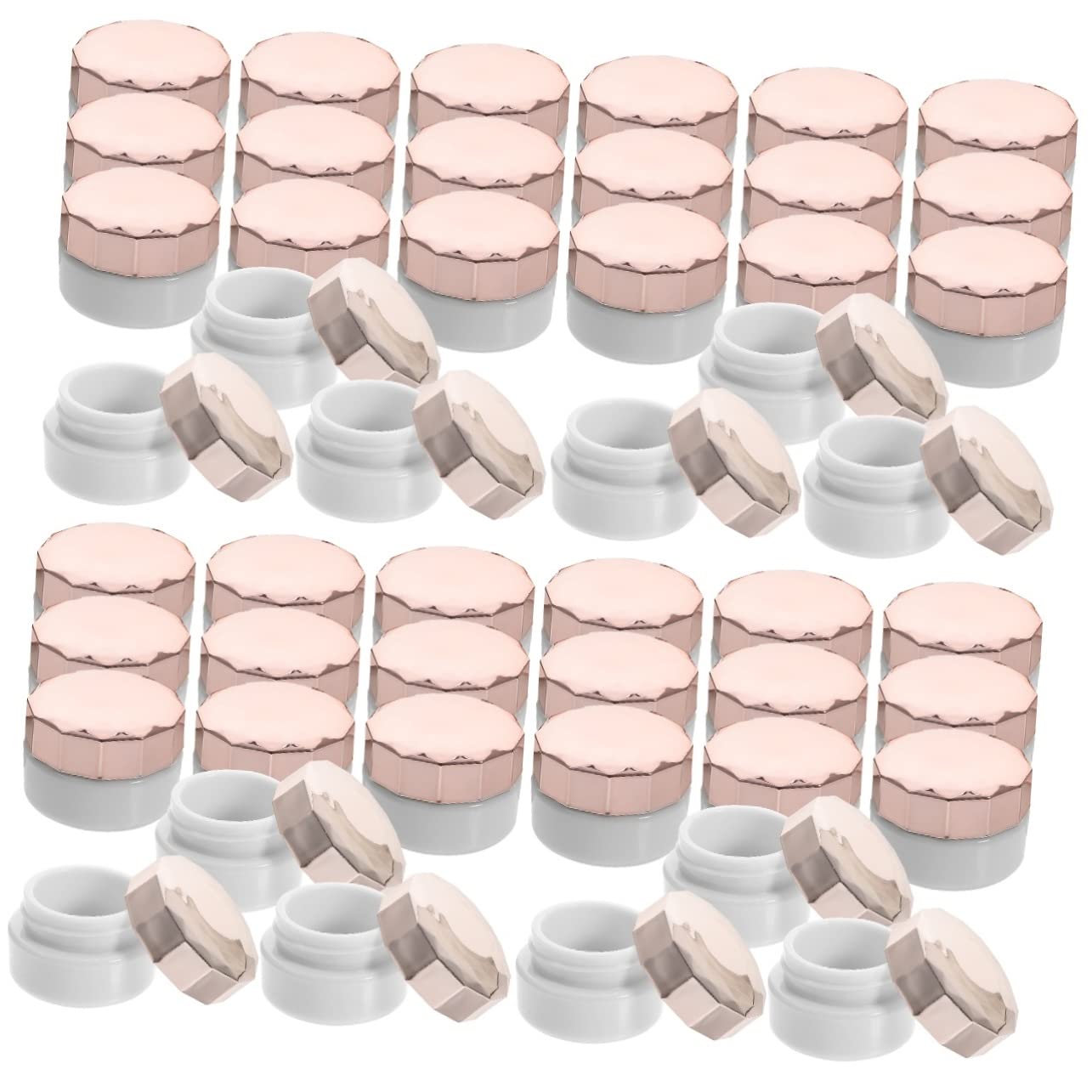 STOBOK 4er-set Mini-make-up-behälter-set Reise-kosmetik-aufbewahrungsbox Mit Deckel Leere Nachfüllbare Kunststoffgläser Für Cremelotion 12 Stück * 4
