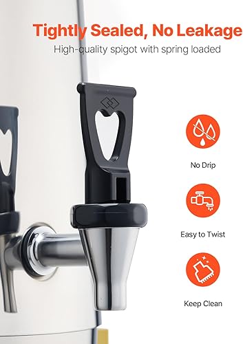 Miniatura 3 de VEVOR Dispensador de bebidas de acero inoxidable, dispensador de bebidas de 3.4 galones con quemador de alcohol, dispensadores de bebidas calientes