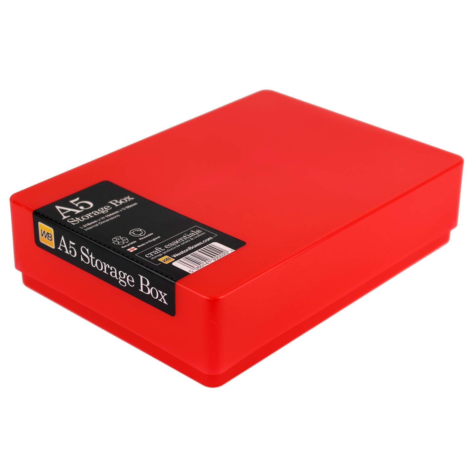 Westonboxes Red A5 Plastic Craft Storage Boxes With Lids For Art Supplies, Paper And Card - 1.8 Litre Volume (, Pack Of 10)