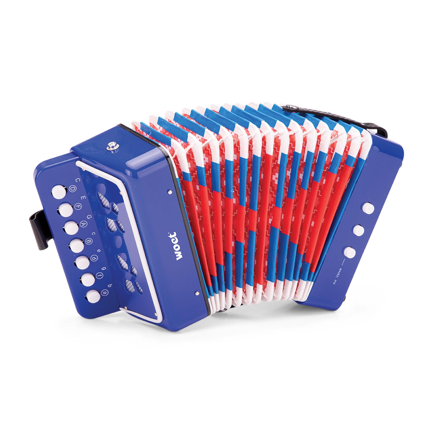 Woet® Accordéon Jouet Bleu pour Enfants, Instrument de Musique avec Livret de Chansons et 8 Chansons, Jouet Éducatif Débutant, Développement Musical, À Partir de 3 Ans