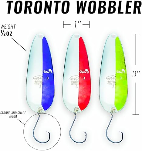 Miniatura 3 de ETIC Toronto Wobbler - Juego de cucharas de pesca de 3 pulgadas, 12 oz, 100% hechas de latón, 3 señuelos de pesca, aparejos, anzuelos, cebos,