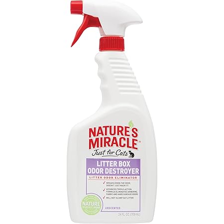 Amazon Com Nature S Miracle Just For Cats Litter Box Odor Destroyer Unscented 24 Ounce Spray P 5552 Pet Odor And Stain Removers Pet Supplies