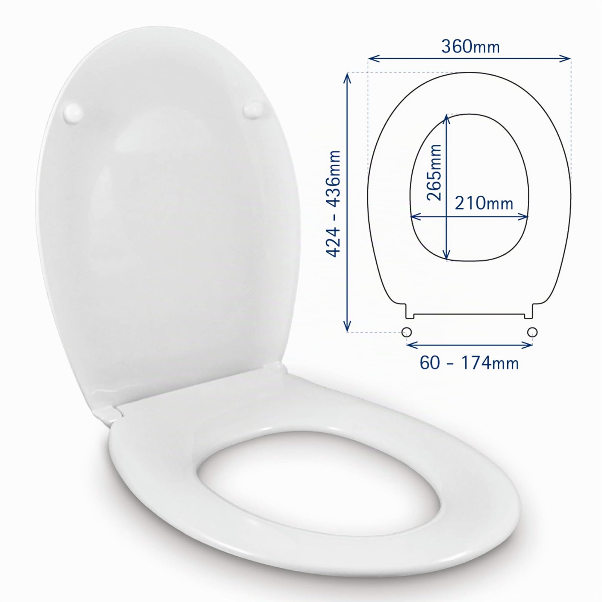 ABATTANT WC UNIVERSEL FORME O | SIÈGNE TRÈS RÉSISTANT | CHARNIÈRE RÉGLABLE