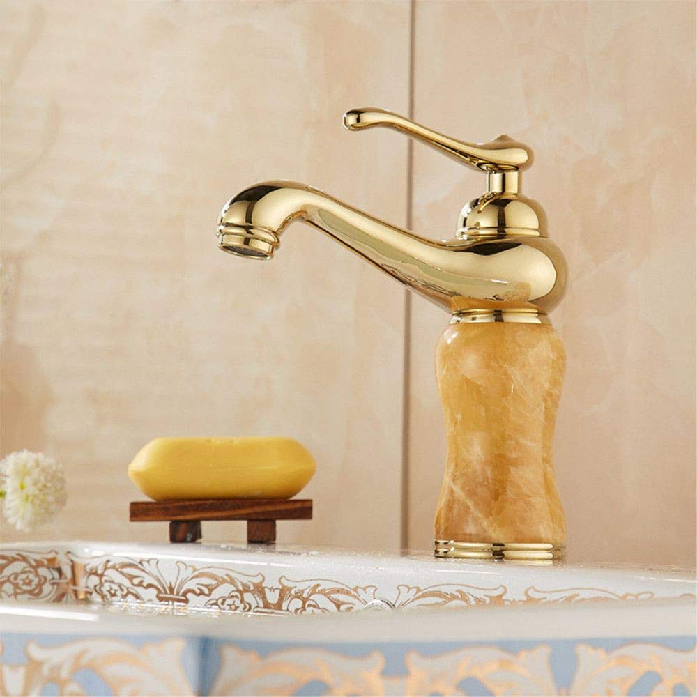 Grifo de cocina monomando de cobre y mármol dorado para agua caliente 4