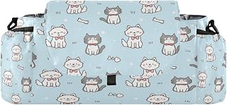 Flradish Cute Cartoon Dog Baby Stroller Organizer with 2 Cup Holders Universal Adjustable Shoulder Strap Detachable Stroller Caddy Accessories Bag for Bottle,Diaper,Phone, Keys,Toys
