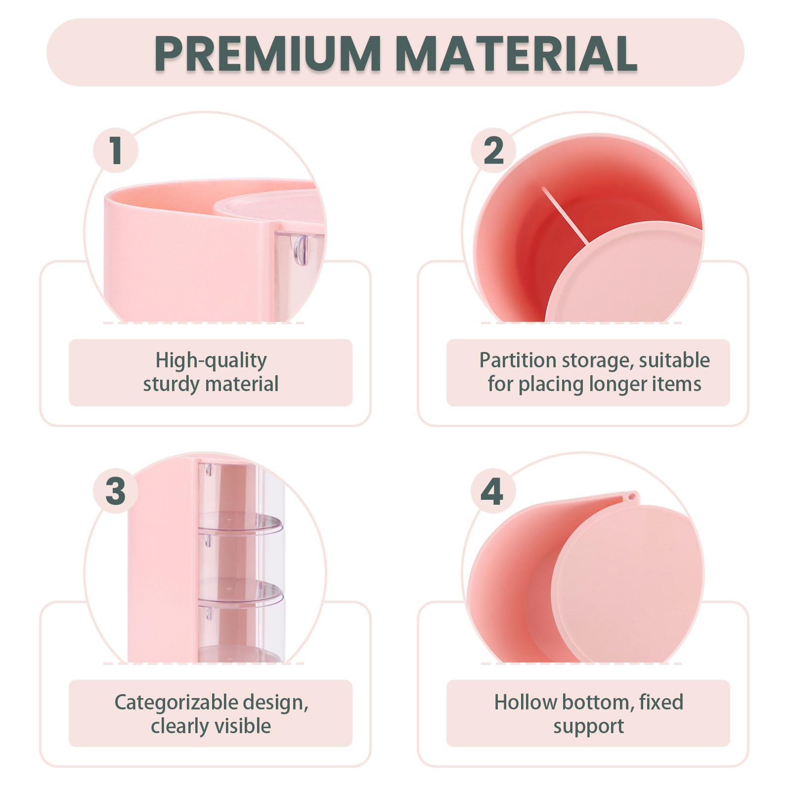 Modixun 2 Pack Hair Accessories Organizer with Hair Brush Holder, 3-Tier Clear Rotatable Drawer Makeup Sponge Holder - Image 3