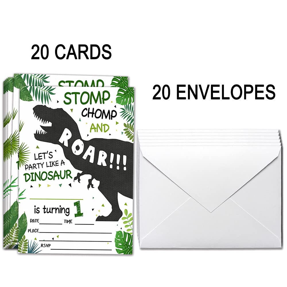 20 Dinosaurier Geburtstagseinladungen – Mit Umschlägen, 10,2x15,2 Cm