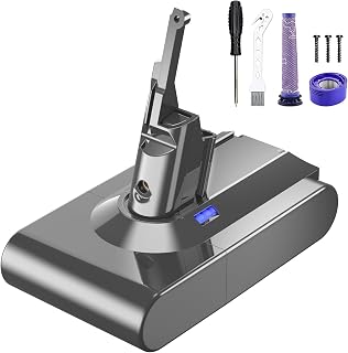 V8 Akku für Dyson, Powtree Ersatzakku für Dyson SV10 Kompatibel mit V8 Absolute Animal Fluffy Motörhead Exclusive Total Clean 215681 Staubsauger (2 Filter + 1 Schraubendreher + 3 Schrauben + 1 Bürste)
