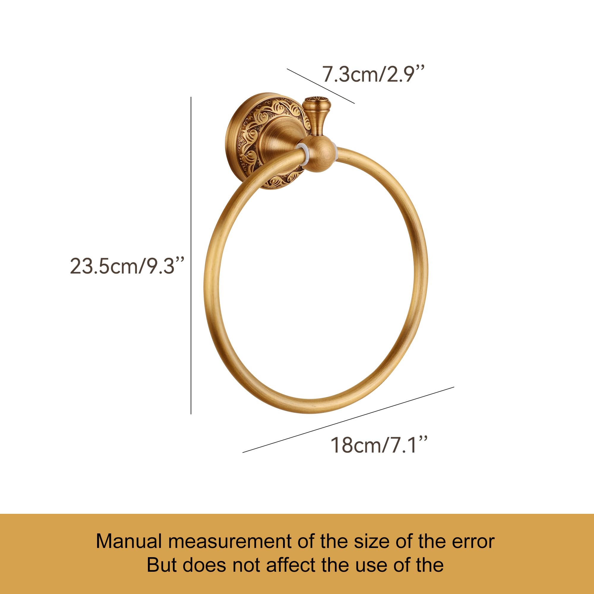 Wall Mounted Bathroom Towel Ring, Bath Towel Hanger Antique Brass Pattern Carving,Brushed Bronze