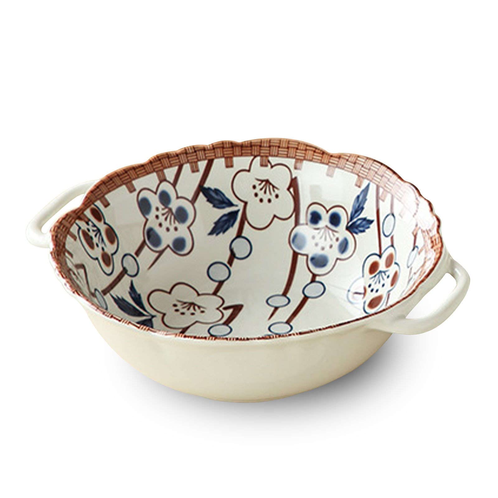 Ensaladera, Tazones De Sopa, Tazón De Cerámica Con Asa, Tazón De Ramen De Cerámica, Tazones Pho Grandes, Tazón De Sopa Apto Para Microondas, Tazón De Fideos Udon-Fu-23x20x7cm, 800ml (Color : Cherry