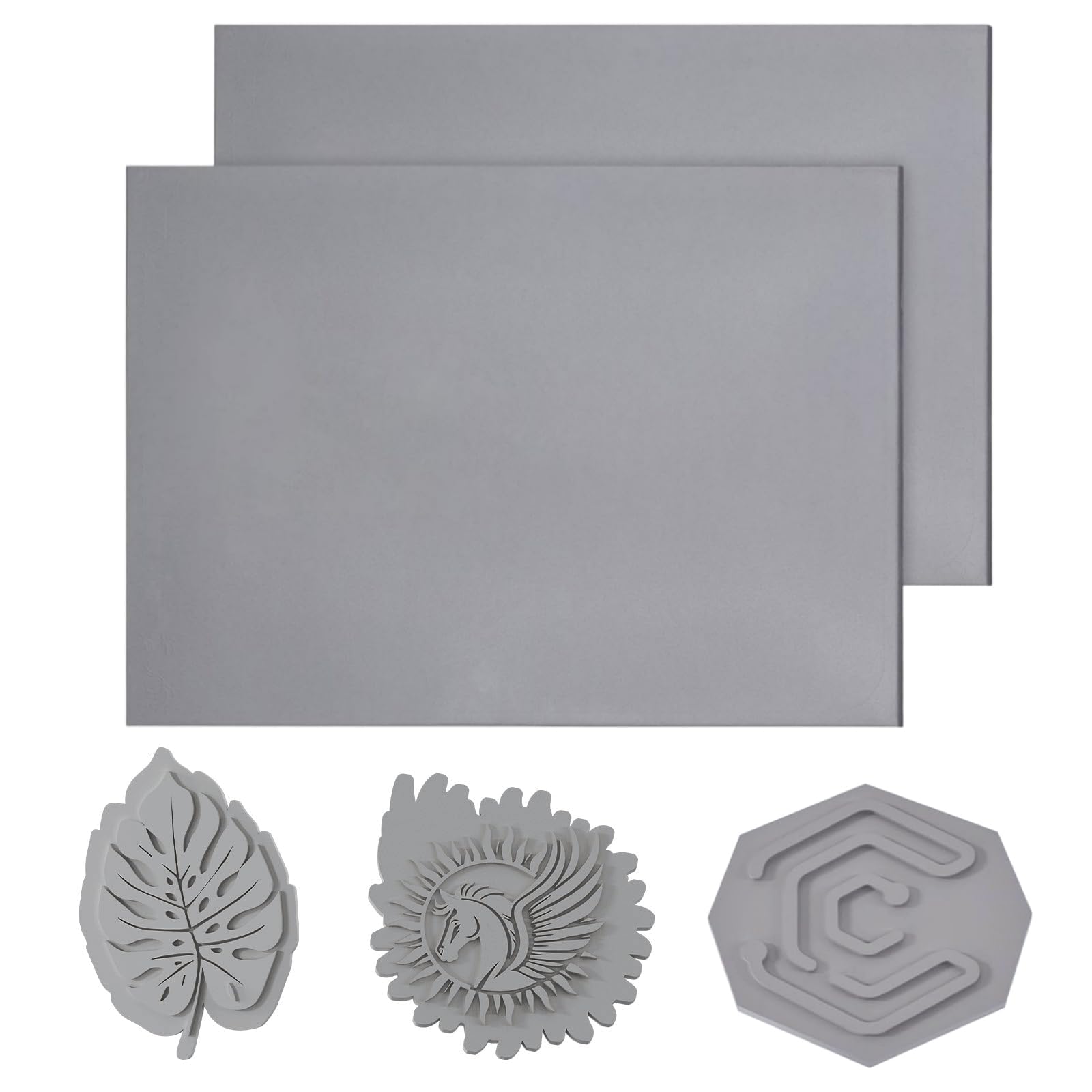 Rubber Stamp Sheet for Laser Engraving, Grey Ink Pad A4 2.3mm, 2 Sheets Soft Material Mat for Stamps Engrave Making, Handmade Crafts Carving Blocks
