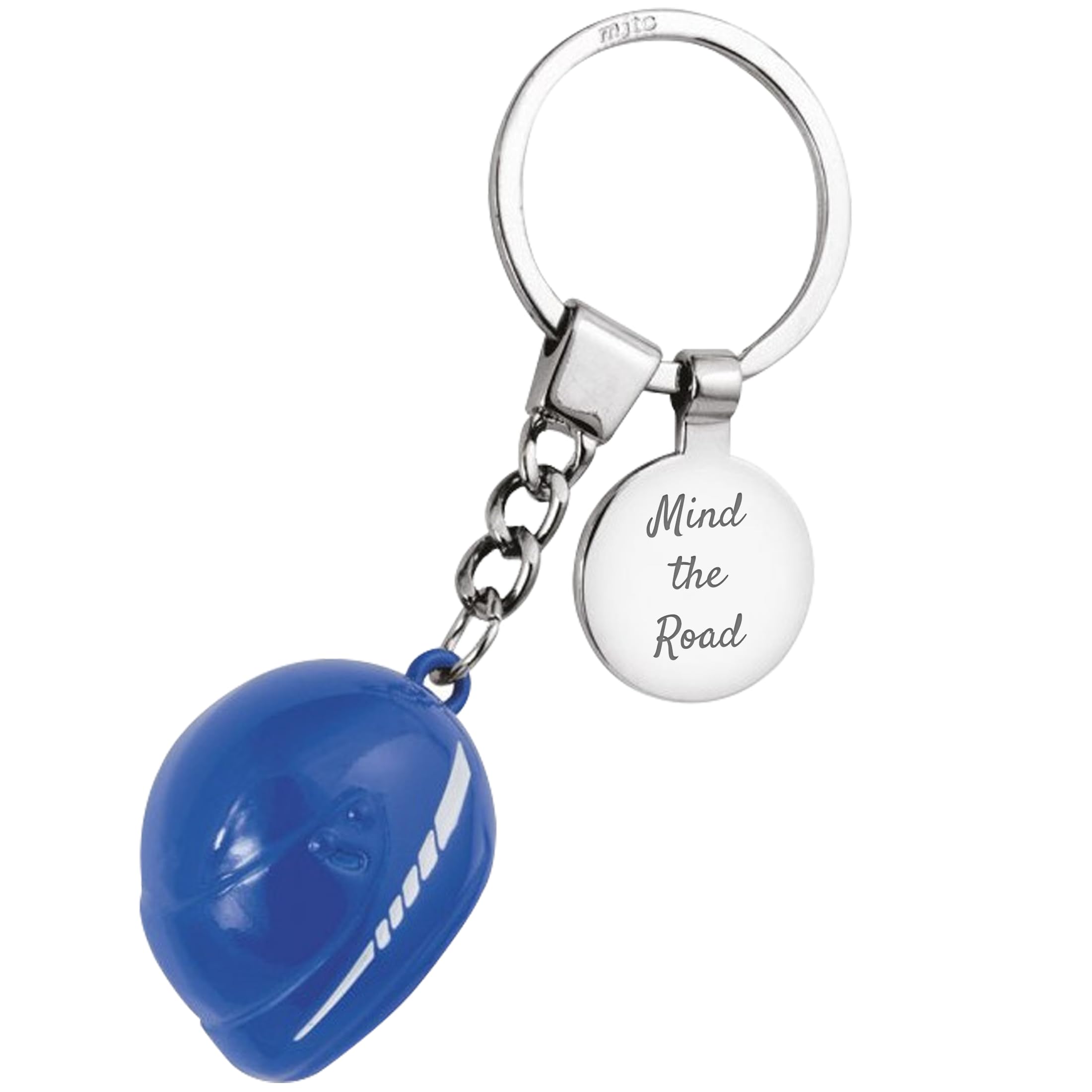 Personalised Blue Chromed Motorbike/Motorcycle Helmet Keyring Large Style | Unique Gift for Bikers, New Drivers, Men and Women | Cool Keychain Accessories for Superbike, Mopeds, Keys and Bag | Boxed