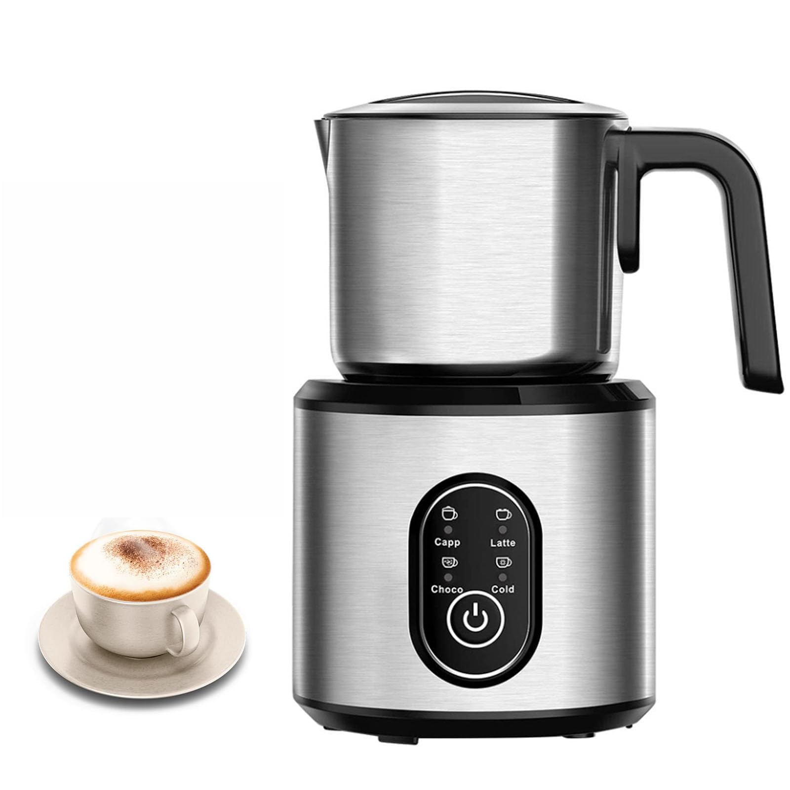Espumador de leche automático de 500 W, 4 modos, inoxidable