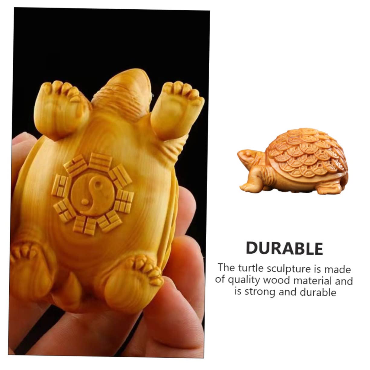 Amazon.co.jp: ORFOFE ツゲ彫刻卓上亀置物 小型木製亀像 家庭用木彫り