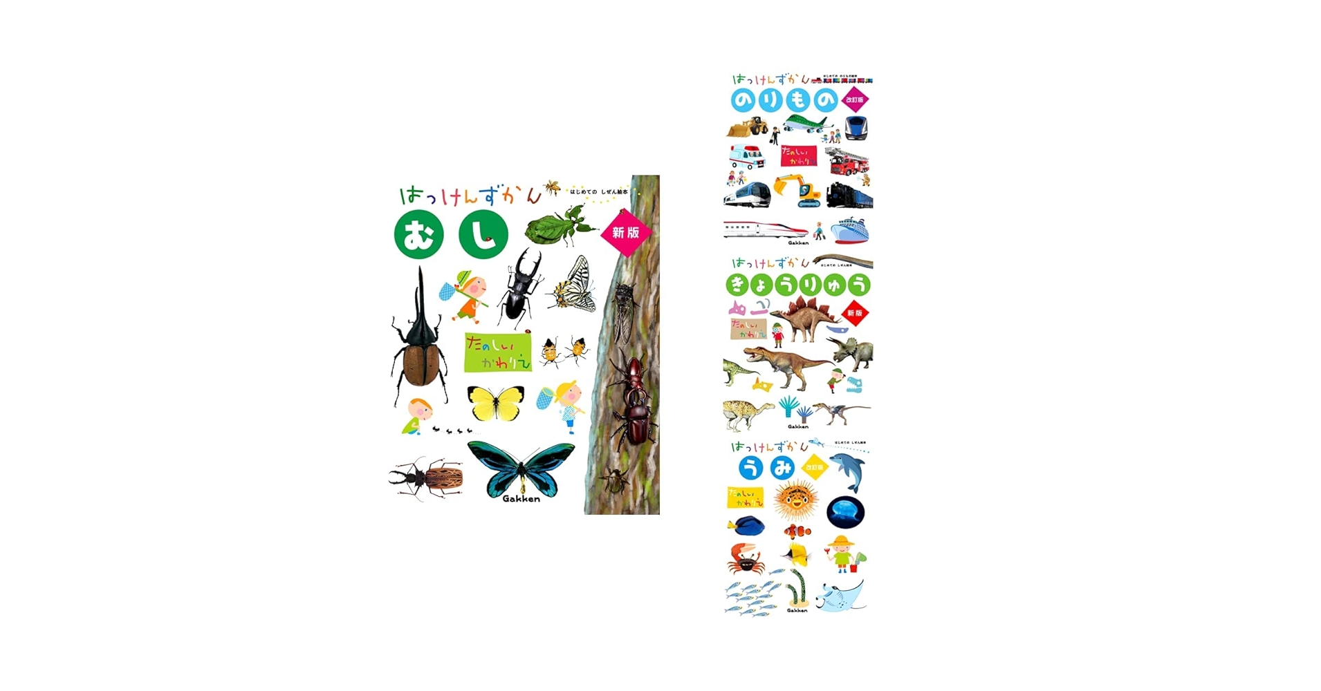 はっけんずかん （むし 新版、 のりもの 改訂版、 きょうりゅう