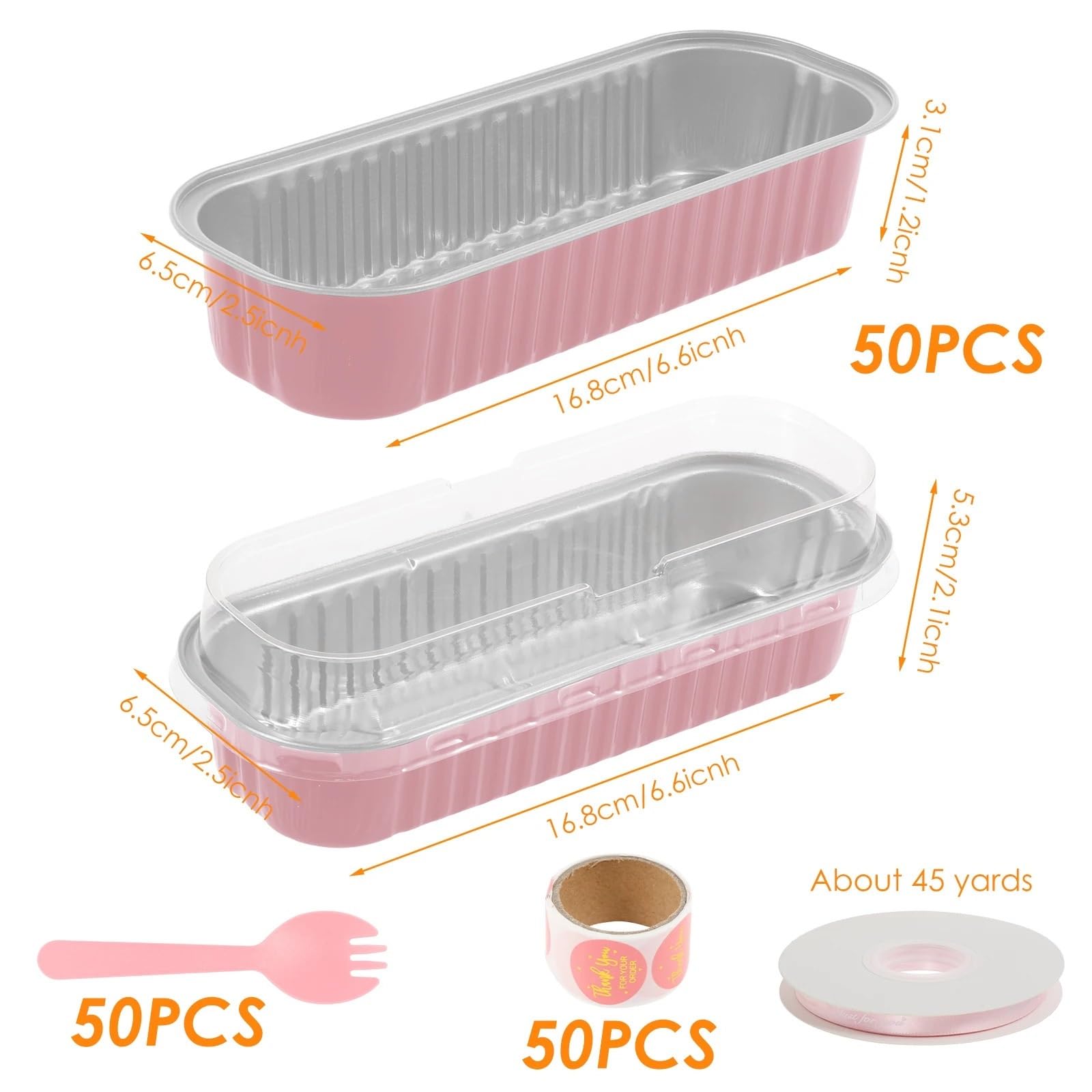 Moldes para hornear 50 mini moldes rectangulares de aluminio for hornear pan, pasteles, asar y