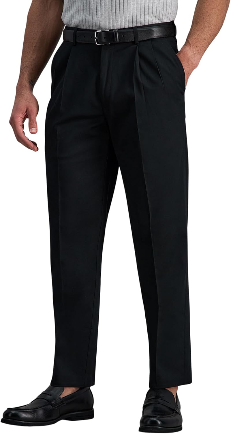 Haggar Men's Premium No Iron Khaki Classic Fit Pleat Front Pant (Regular and Big & Tall Sizes)