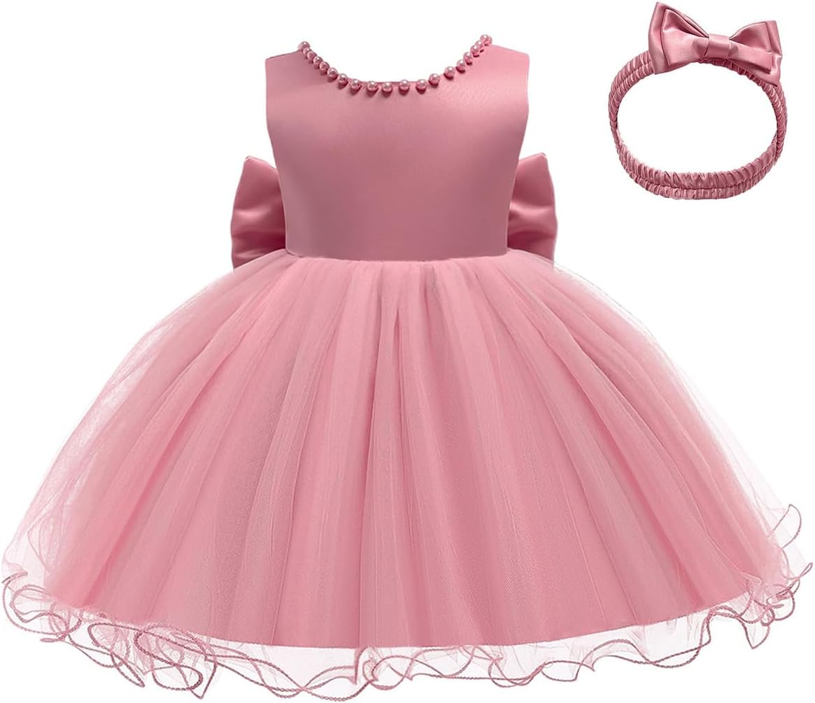 LZH Baby Girls Ruffle Lace Backless with Headwear,Bowknot Flower Dresses Pageant Party Wedding - Image 4