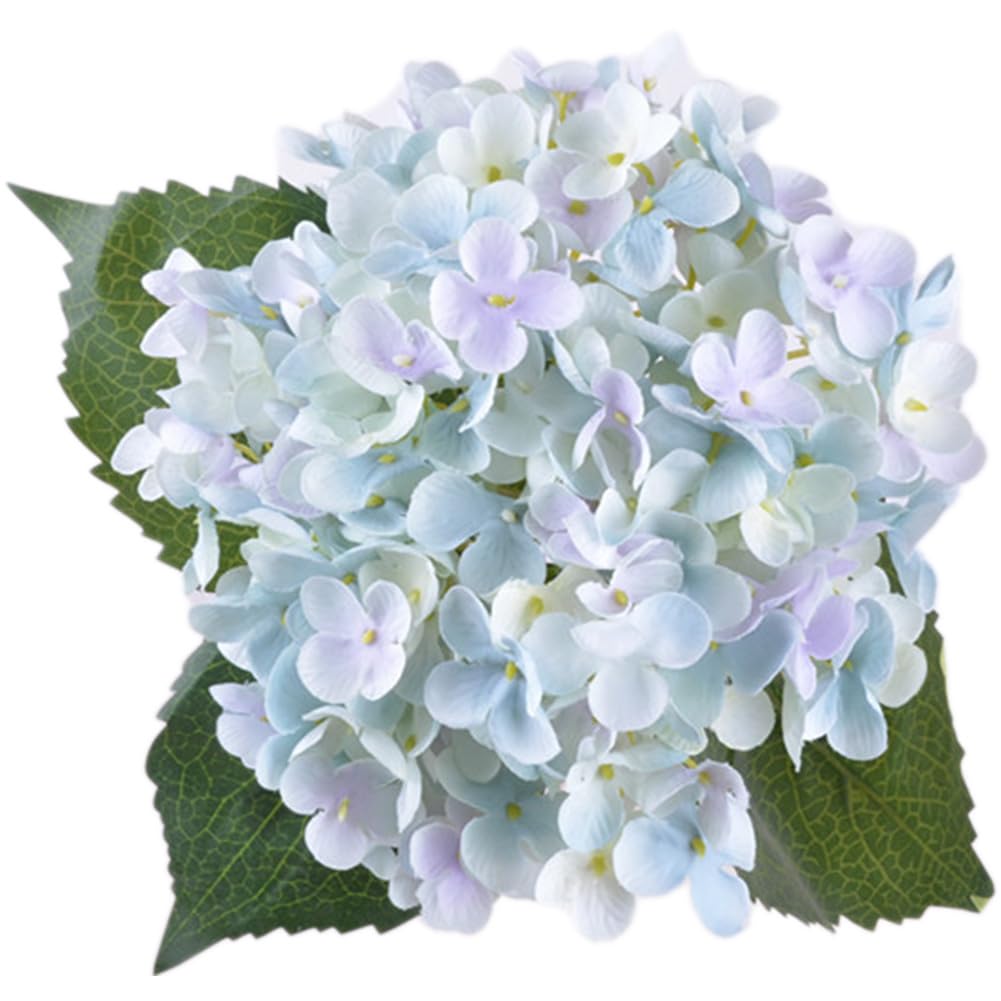 Yelschwa Light Blue 3 Pcs Hydrangea Artificial Flowers Realistic Latex Faux Hydrangeas Flowers Real Touch Full Heads, Lifelike Long Stem & Leaves For Wedding Outdoor Table Centerpieces Home Party Decoration (Light Blue)