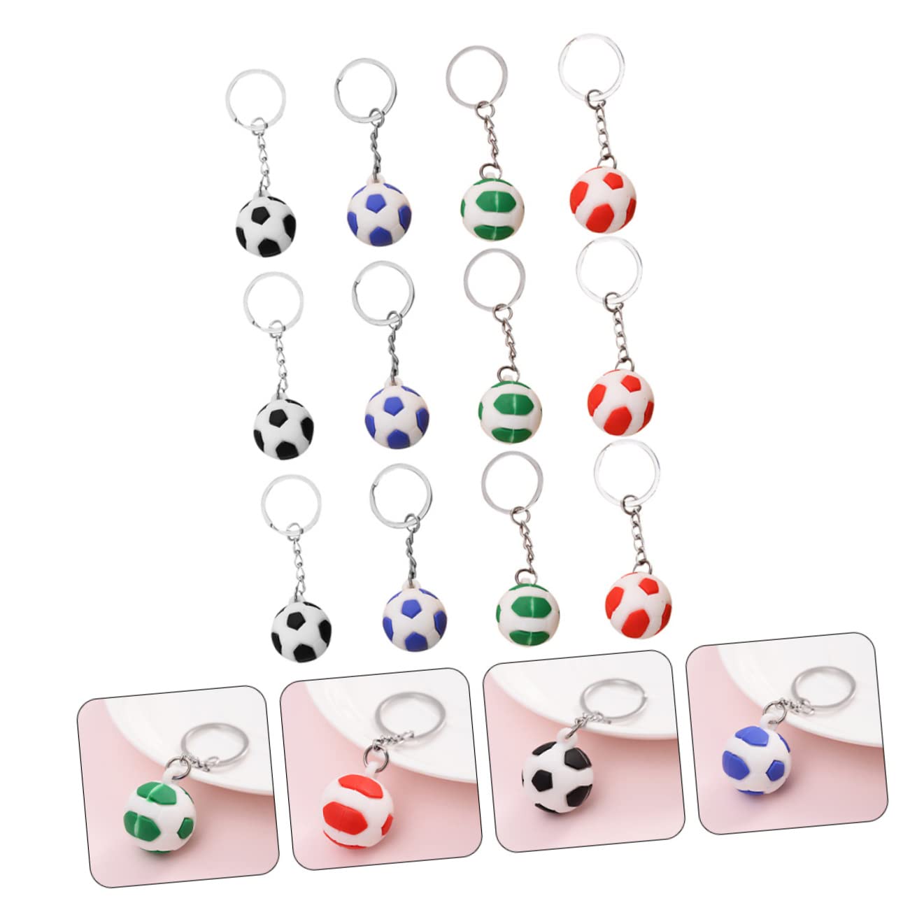 36stücke Fußball Schlüsselanhänger Farbige Sport Schlüsselringe Praktische Für Taschen Handys Mitgebsel Für Kinderpartys