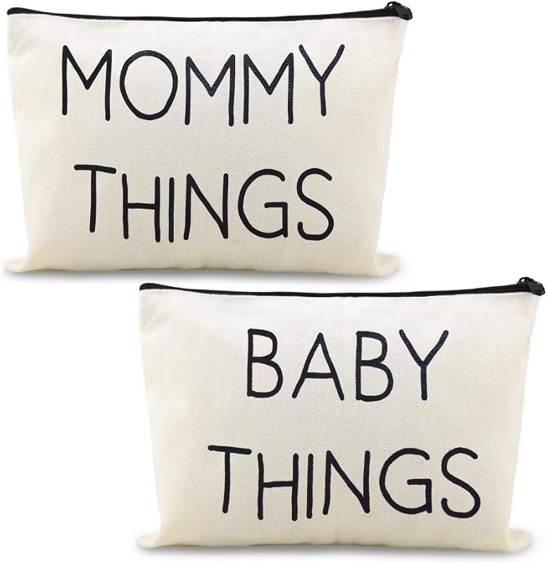 Conjunto de 2 necessaires Sudaporn Mommy Baby com zíper, em linho, padrão floral, para viagem