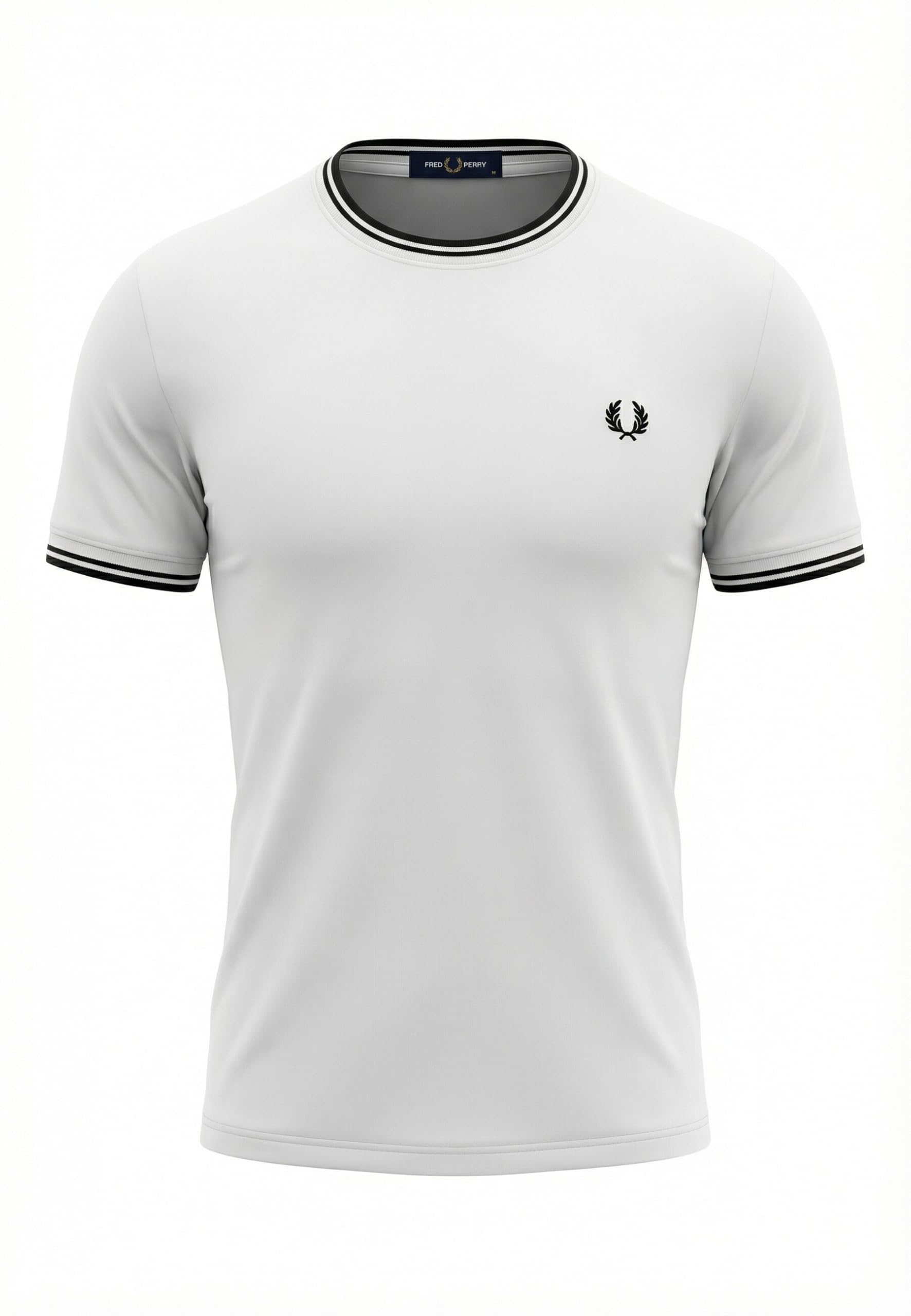 Fred Perry Men' White Twin Tipped T-Shirt in Size S, Sports Direct