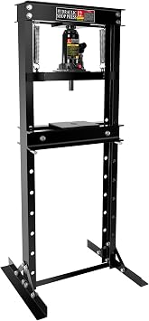 12 Ton Hydraulic Shop Press, Heavy-Duty H-Frame Bearing Press with Stamping Plates, Adjustable Worktable for Metal Bending, Straightening, Installing Bearings & U-Joints Garage Floor Press Tool