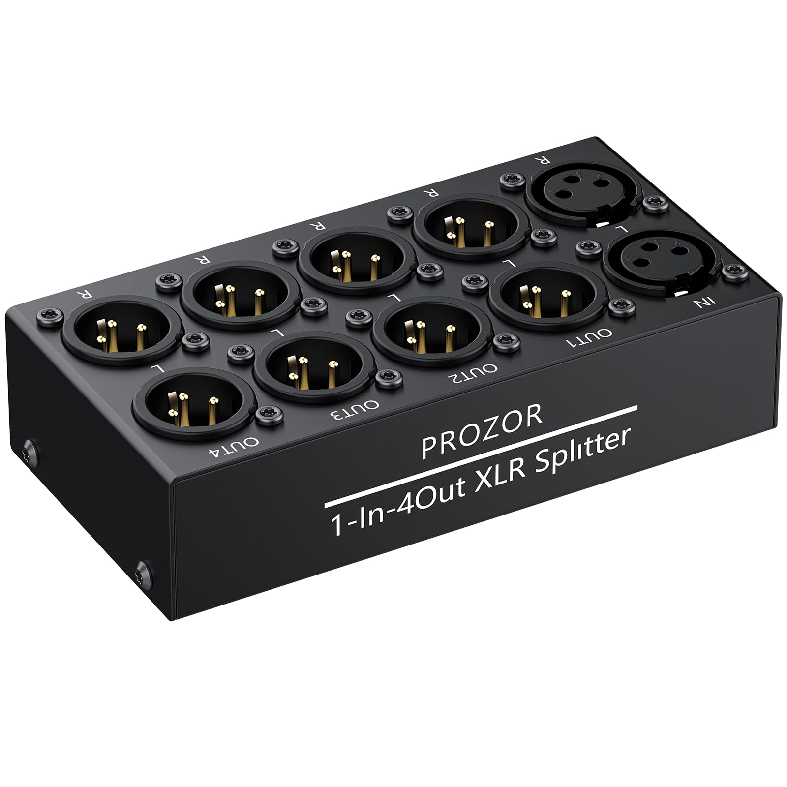 PROZOR 4 Way XLR Splitter Box Passiver Stereo Verteiler Symmetrisch 1 In 4 Out für Mischpulte, DAC-Decoder, CD-Player und professionelle Monitorlautsprecher