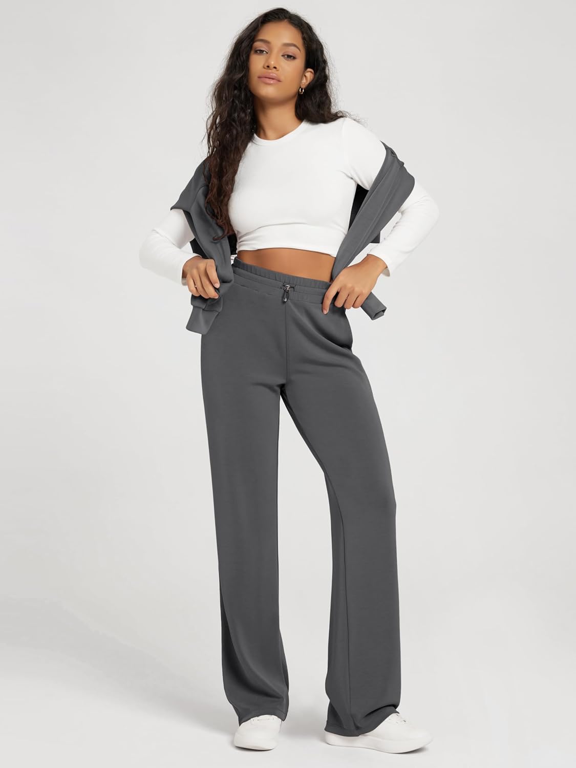 ODODOS Women's Modal Soft Wide Leg Pants with Pockets Adjustable Shockcord High Waist Casual Lounge Pants-27/29/31" Inseam - Image 5