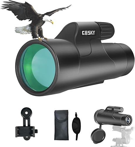 Gosky Monocular HD de 12 x 50 para adultos con adaptador de teléfono, IPX6, impermeable, a prueba de golpes, telescopio monocular para vida