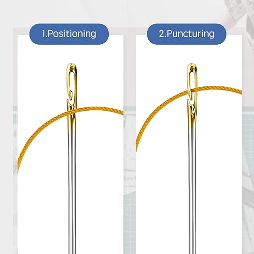 Miniatura 6 de OEAYA 12 agujas de coser, agujas de coser autoenhebradas a mano con estuche de aguja de madera, agujas de 3 tamaños para coser, agujas de bordado