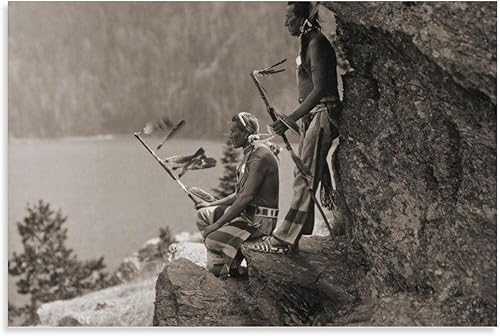 The Eagle - Póster icónico de los indios nativos americanos en Montana, pintura en lienzo nativo en blanco y negro, póster de arte de pared para