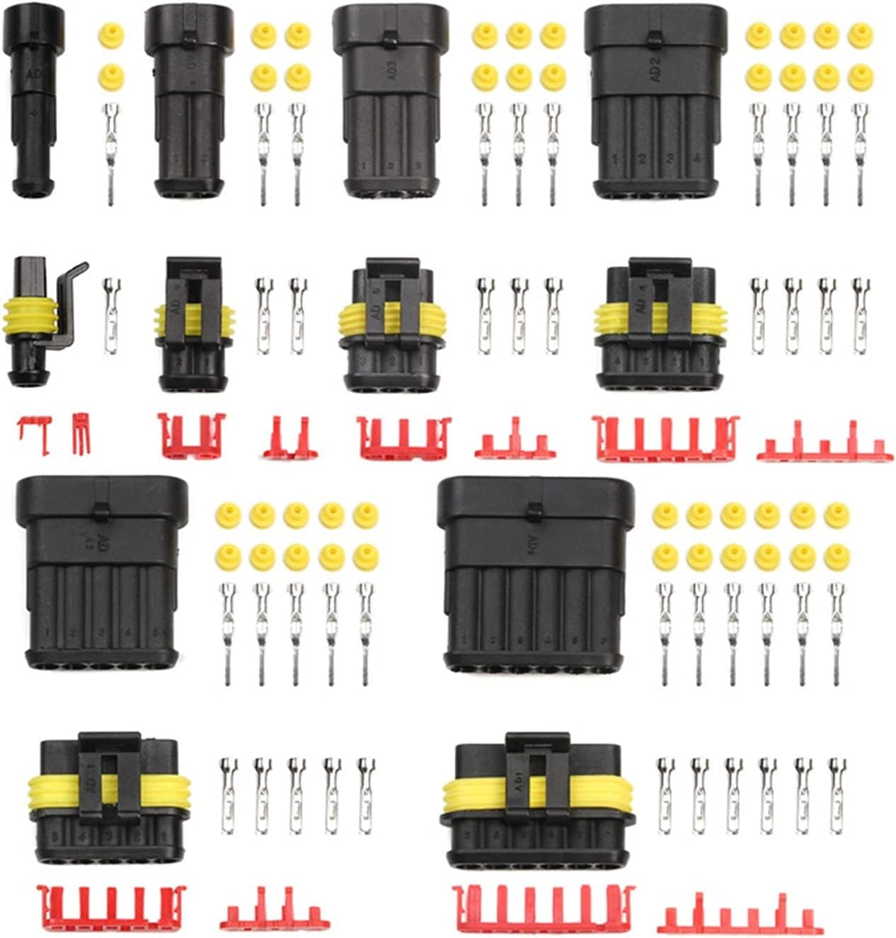 2-5sets Kit 2 pin 1/2/3/4/5/6 pins Way AMP Super seal Waterproof Electrical Wire Connector Plug Compatible With car waterproof connector(5p,5 sets)