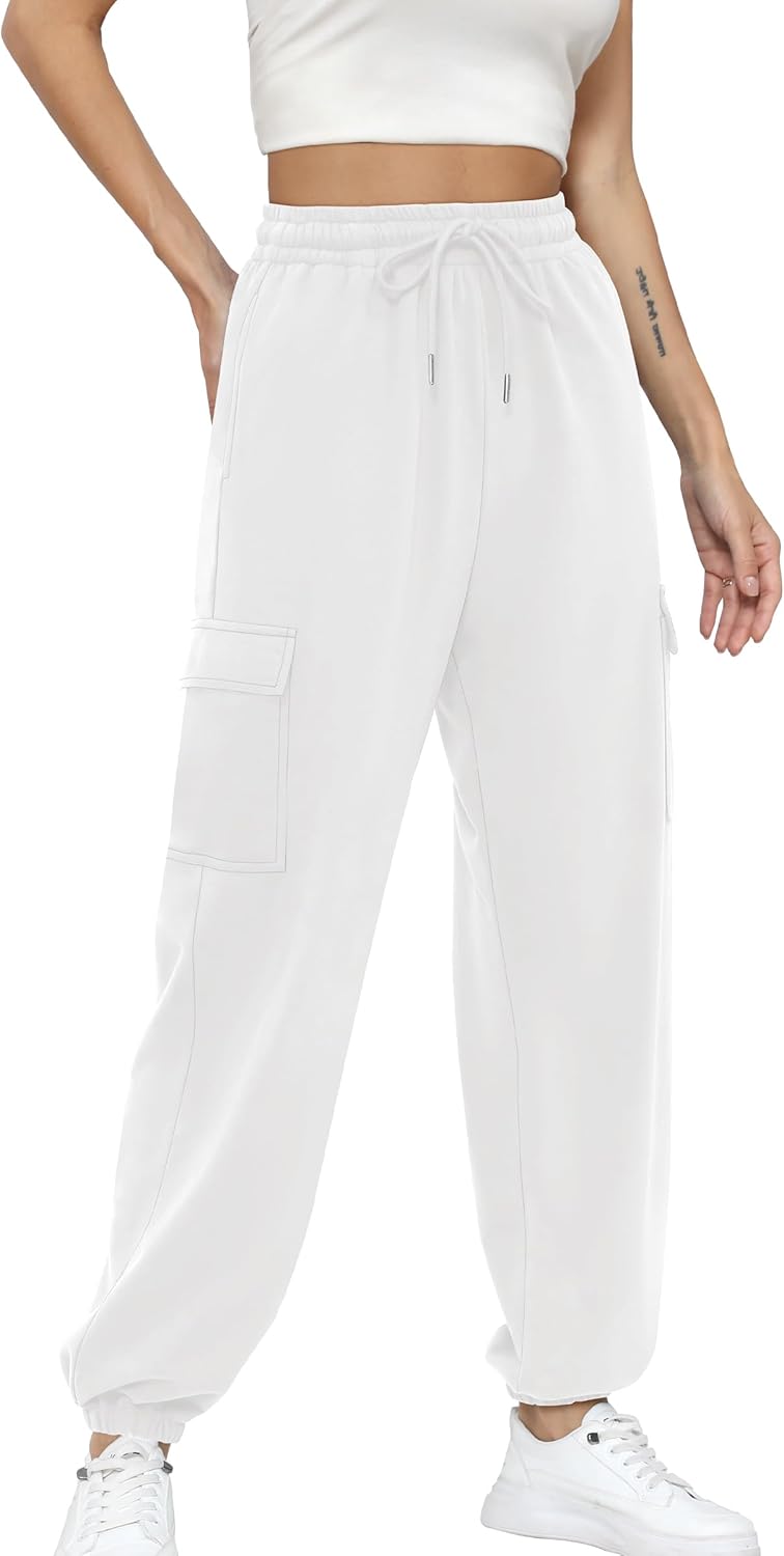 Missufe Women's Joggers Sweatpants Elastic High Waist Drawstring Cinch Bottom Casual Pants with Pockets - Image 2