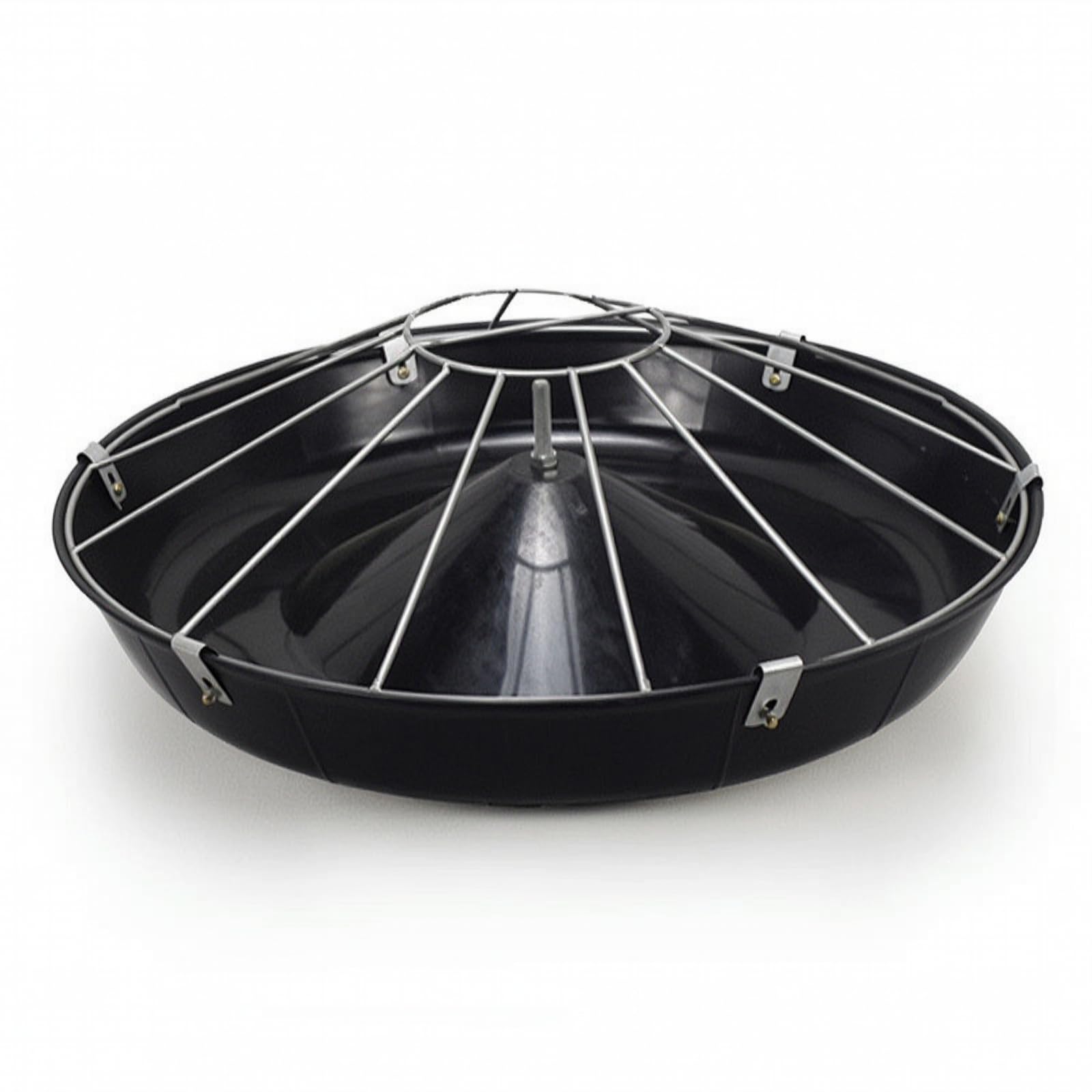 Contenitore per Mangime con Coperchio a Griglia Zincata E Cono Rialzato per Accesso Multiplo Degli Animali Nelle Strutture Agricole Adatto per, Nero, 70 Cm Singolo Strato 14 Fori