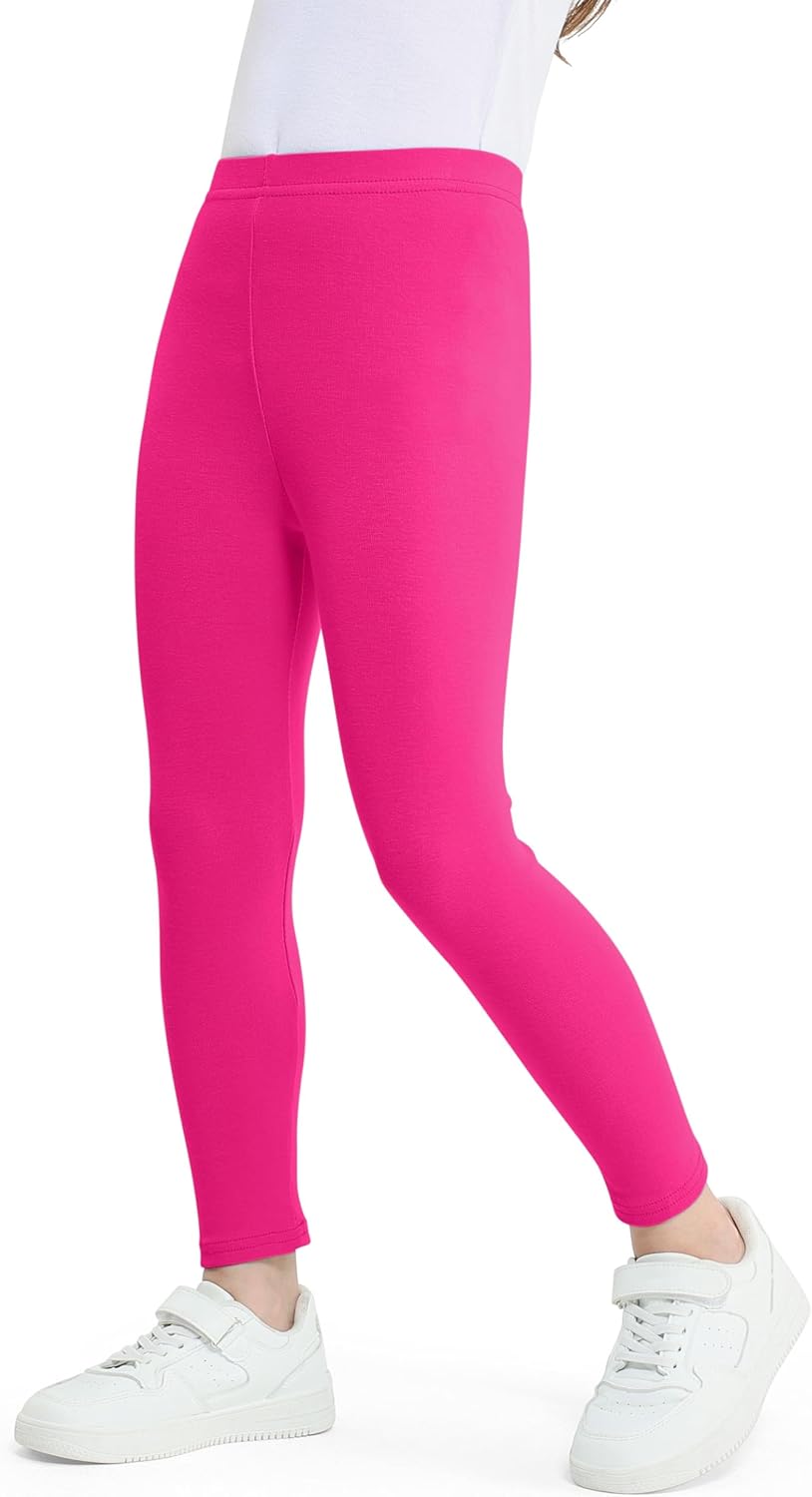 5 Pack Girls Cotton Leggings Full Length Soft Comfortable Leggings Elastic Waistband Stretchy Footless Tights Pants - Image 6