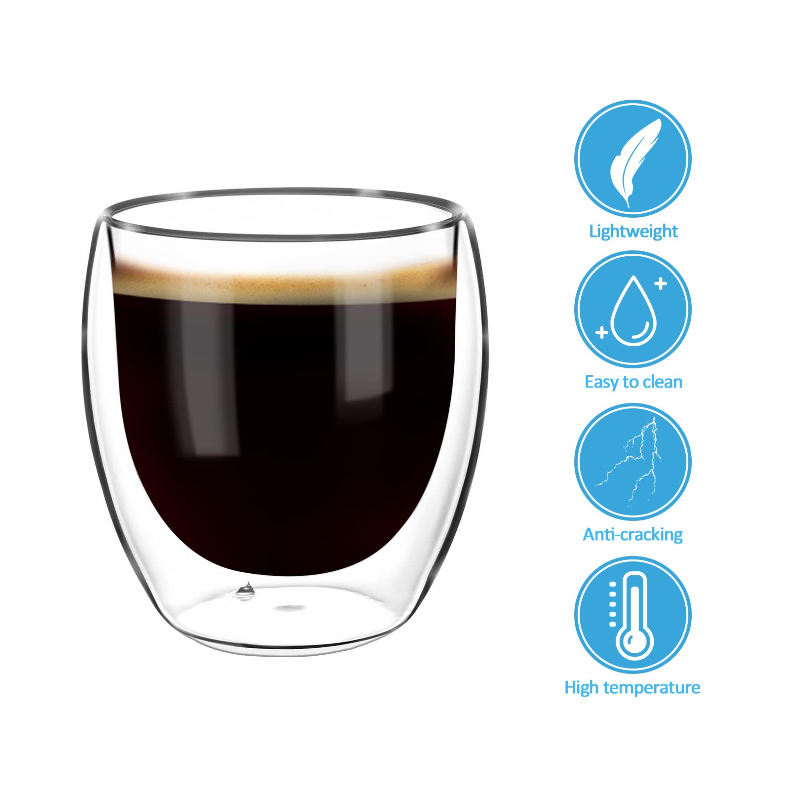 Set 2 Tazze Vetro Borosilicato 250ml - Doppia Parete Isolante, Resistente Fino A 300°C - Foto 10