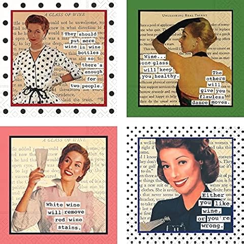 Funny Cocktail Napkin Box Set Retro Vintage Cocktail Napkin Funny Sayings Variety Pack 40 Total Cover
