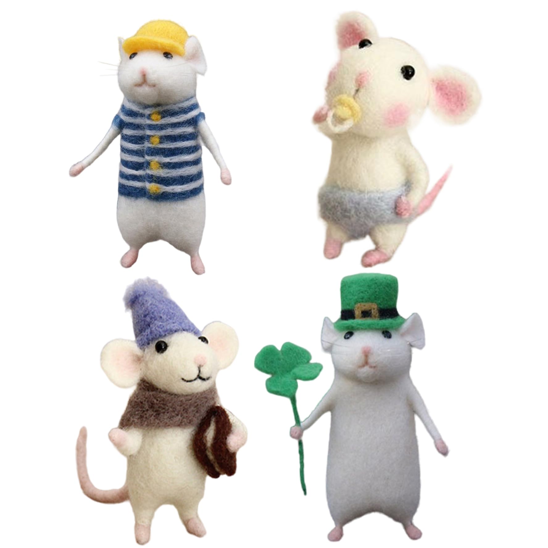 Takingup Assorted Color Needle Felting Starter Kit For Beginners Adults, Includes 4 Sets Cute Mice Animal Toys With Felting Needles Tools, Creative Diy Mouse Doll Craft Kit For Fun Art Projects