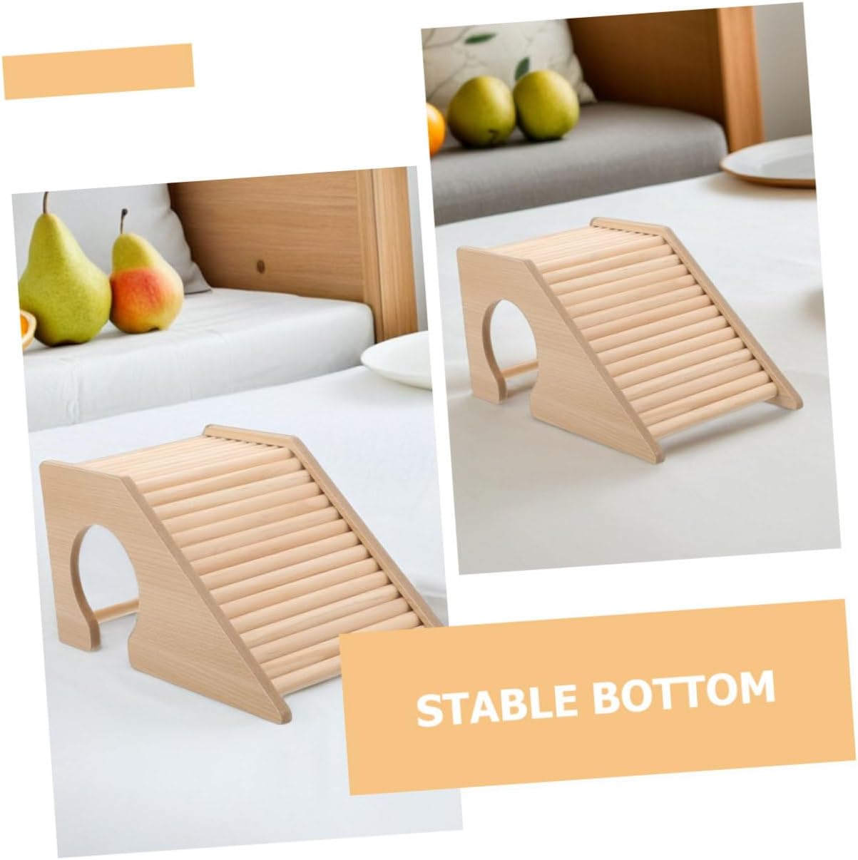 2pcs Wooden Climbing Ladder Bridge for Small Animals Dual-Function Hamster Chew and Hideout Natural Wood Platform Exercise Accessory for Gerbils Mice Rats Hedgehogs Cage Decoration