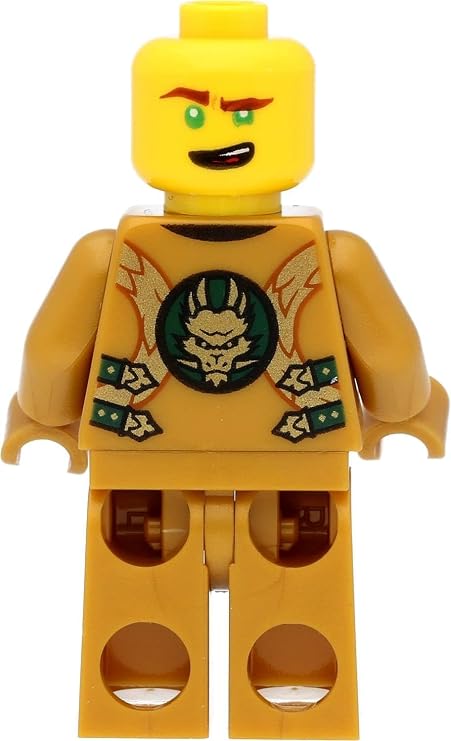 LEGO Ninjago Mini Figure Lloyd (Golden Ninja, Yellow Head, Hairpiece) with Shoulder Armour and Swords