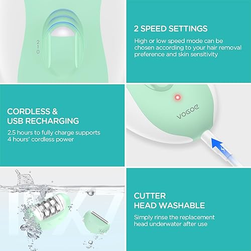Miniatura 5 de Depiladora para mujer, depiladora inalámbrica para mujeres, depiladora eléctrica 4 en 1, 2 velocidades y 21 pinzas para cara, piernas, brazos,