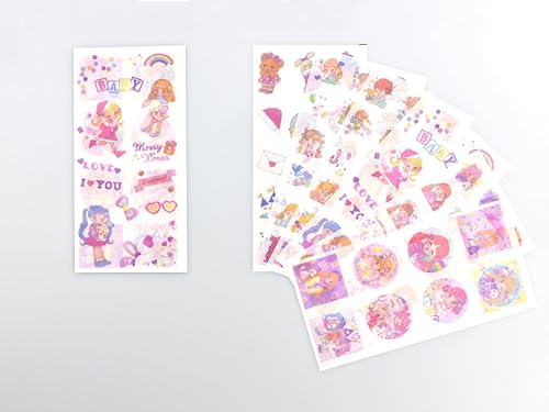 Miniatura 5 de Paquete de 2 calcomanías lindas para diario de niñas, feliz día a día, día a día, Kawaii, conejo, oso, para niños, álbumes de recortes, diario,