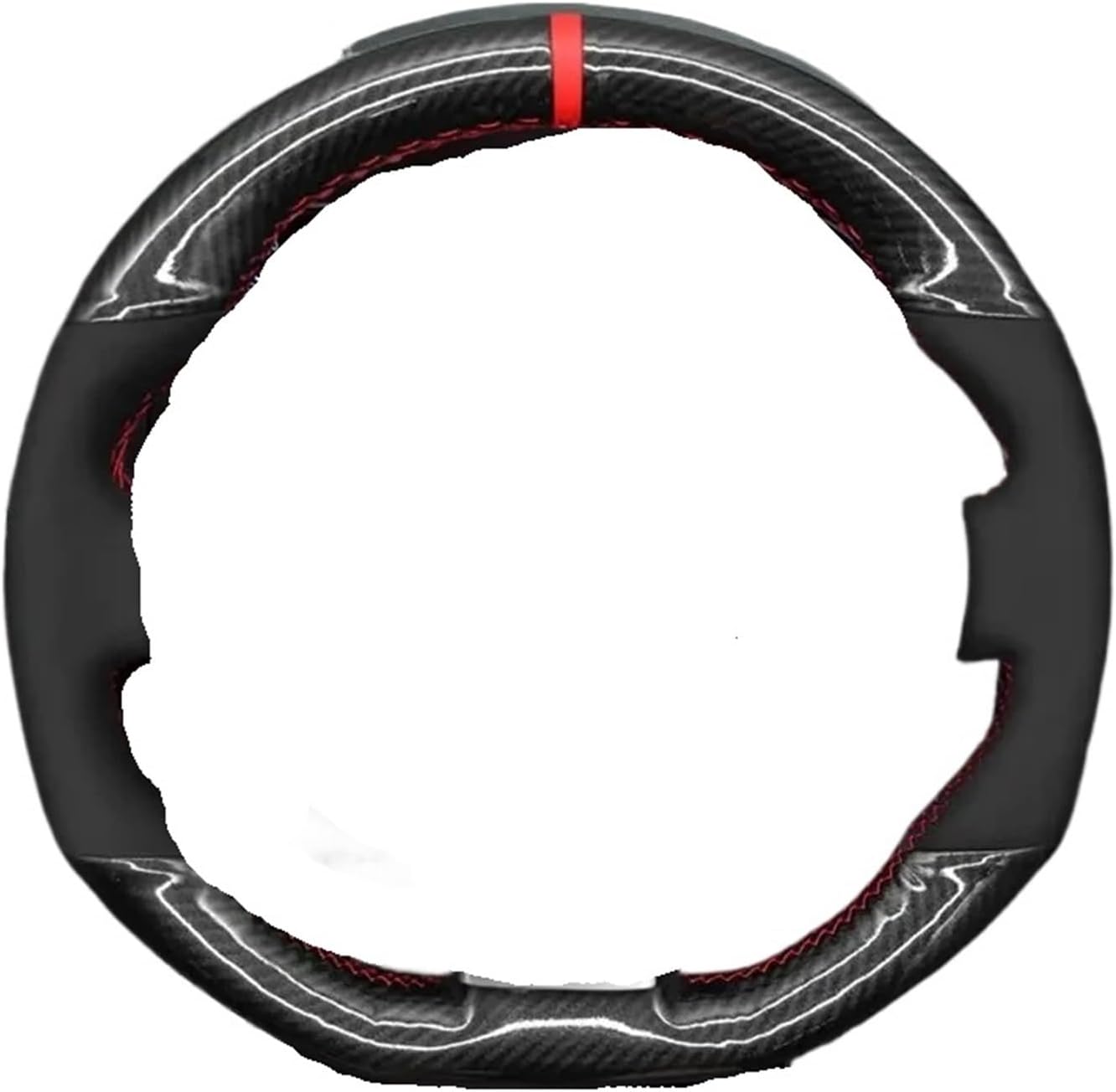 Hand Sew Black Car Steering Wheel Cover Compatible For VW Golf/GTI 5 (V) R32/Scirocco/Tiguan(Red Blue Thread)