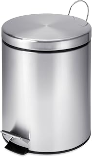 Mini Stainless Steel Trash Can with Lid and Foot Pedal, 5-Liter Small Garbage Bin for Bathroom or Office, Silver