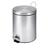 Honey-Can-Do Mini Stainless Steel Trash Can with Lid and Foot Pedal, 5-Liter Small Garbage Bin for Bathroom or Office, Silver