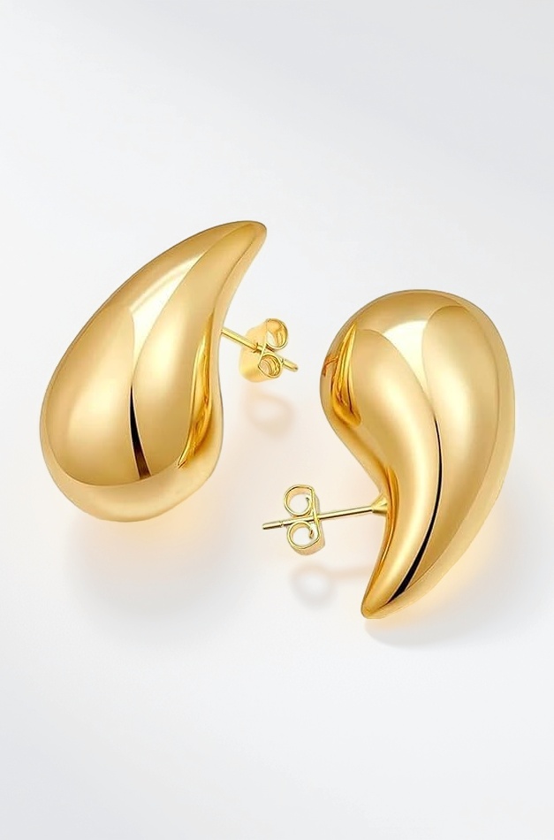 Chunky Gold Hoop Earrings Tear Drop Statement Trendy Big Thick Lightweight Waterdrop with Hypoallergenic Fashion Jewelry for Women Girls