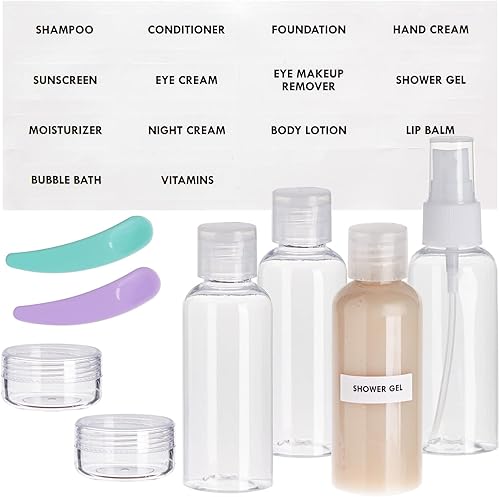 Miniatura 8 de Okuna Outpost Juego de bolsas de aseo transparentes – Botellas aprobadas por la TSA – Contenedores de viaje a prueba de fugas – Cubos de embalaje